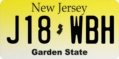 NJ license plate J18WBH