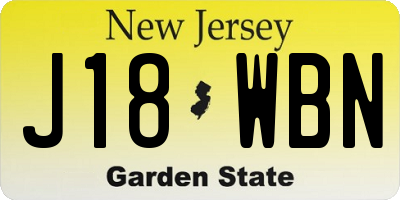 NJ license plate J18WBN