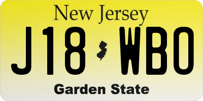 NJ license plate J18WBO