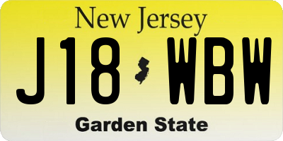 NJ license plate J18WBW