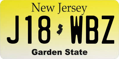 NJ license plate J18WBZ