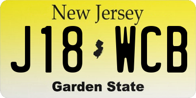 NJ license plate J18WCB
