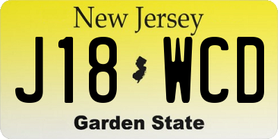NJ license plate J18WCD