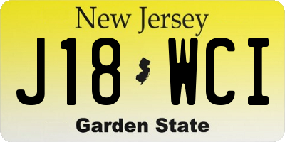 NJ license plate J18WCI