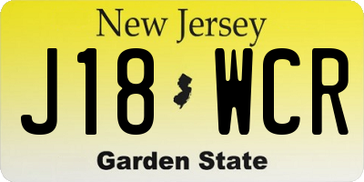NJ license plate J18WCR