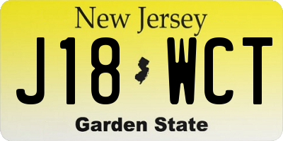 NJ license plate J18WCT