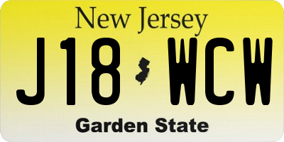 NJ license plate J18WCW