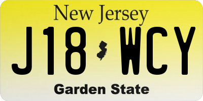 NJ license plate J18WCY