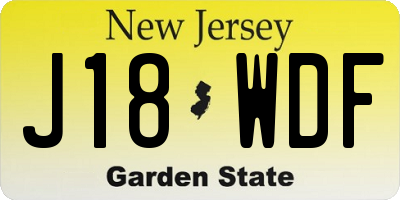 NJ license plate J18WDF