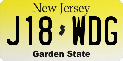 NJ license plate J18WDG