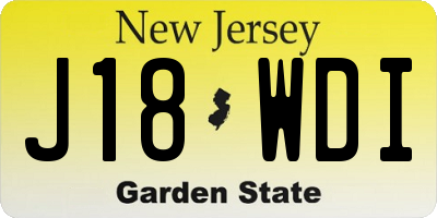 NJ license plate J18WDI