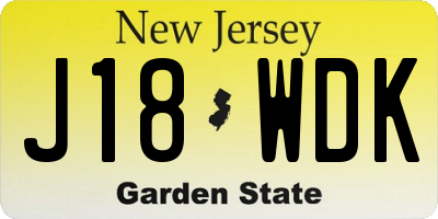 NJ license plate J18WDK