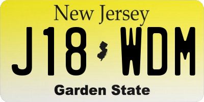 NJ license plate J18WDM
