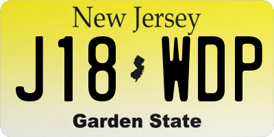 NJ license plate J18WDP