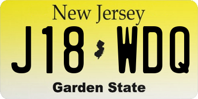 NJ license plate J18WDQ