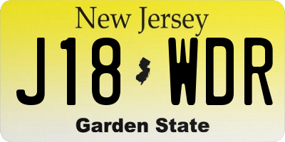 NJ license plate J18WDR