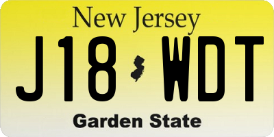 NJ license plate J18WDT