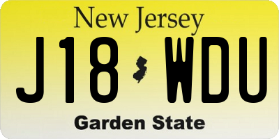 NJ license plate J18WDU