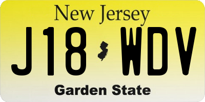 NJ license plate J18WDV