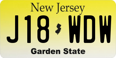 NJ license plate J18WDW