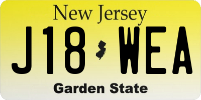 NJ license plate J18WEA