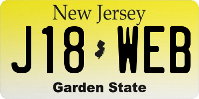 NJ license plate J18WEB