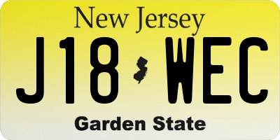 NJ license plate J18WEC