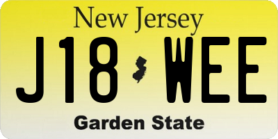 NJ license plate J18WEE