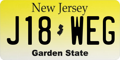 NJ license plate J18WEG