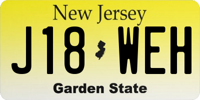 NJ license plate J18WEH