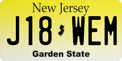 NJ license plate J18WEM