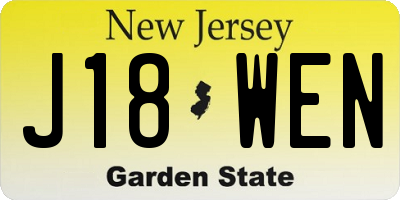 NJ license plate J18WEN