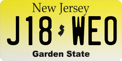 NJ license plate J18WEO