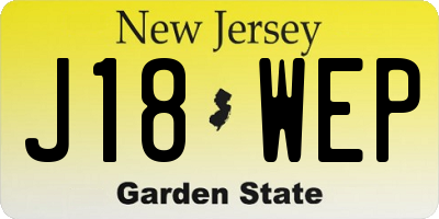 NJ license plate J18WEP