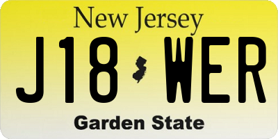 NJ license plate J18WER