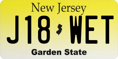 NJ license plate J18WET