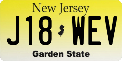 NJ license plate J18WEV