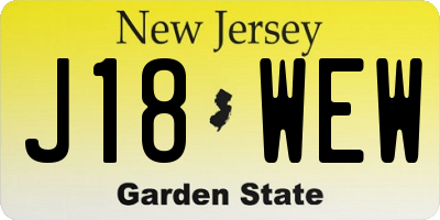 NJ license plate J18WEW
