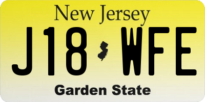 NJ license plate J18WFE