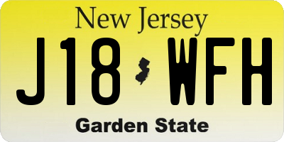 NJ license plate J18WFH