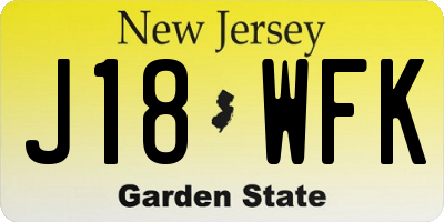 NJ license plate J18WFK