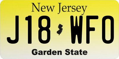 NJ license plate J18WFO