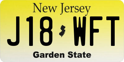 NJ license plate J18WFT