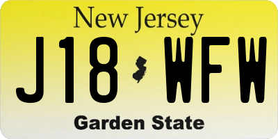 NJ license plate J18WFW