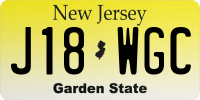 NJ license plate J18WGC