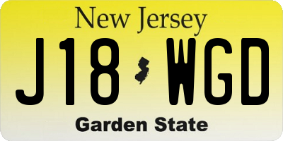 NJ license plate J18WGD