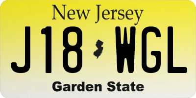 NJ license plate J18WGL