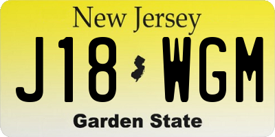 NJ license plate J18WGM