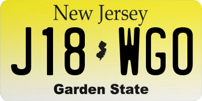 NJ license plate J18WGO
