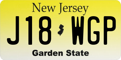 NJ license plate J18WGP